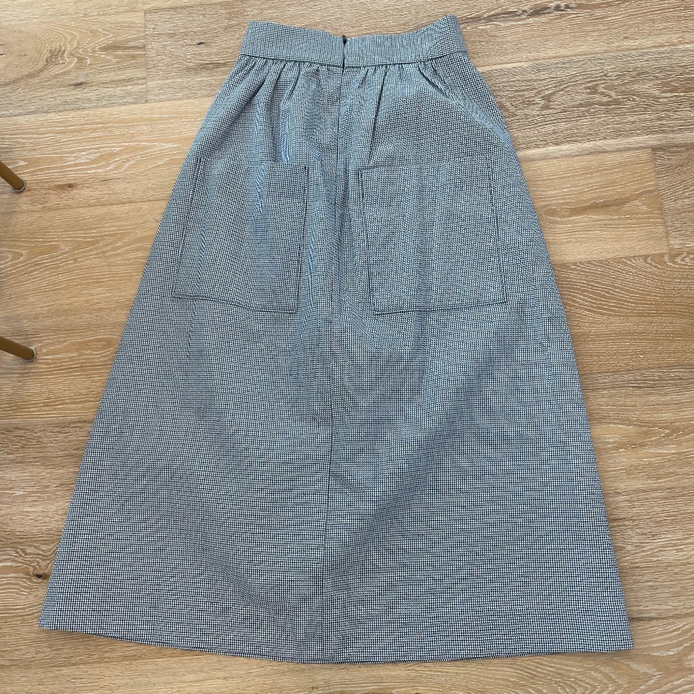 TIBI Black and white gingham midi skirt
